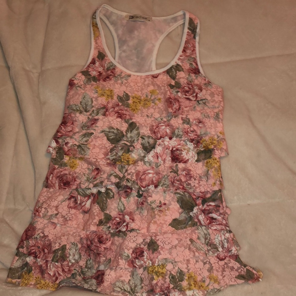 Layered pink Floral tank